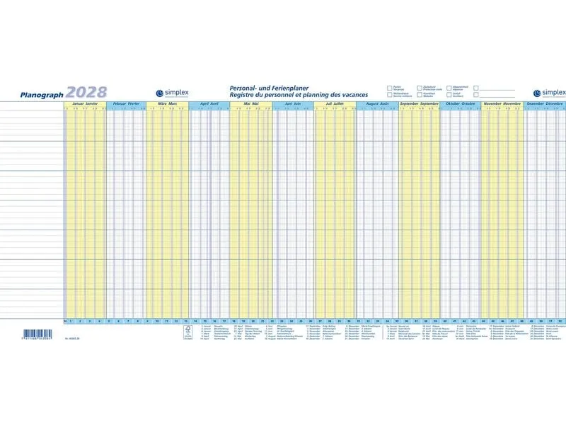 Simplex Jahresplaner Planograph 2028 3er Set Simplex Jahresplaner Planograph 2028 3er Set