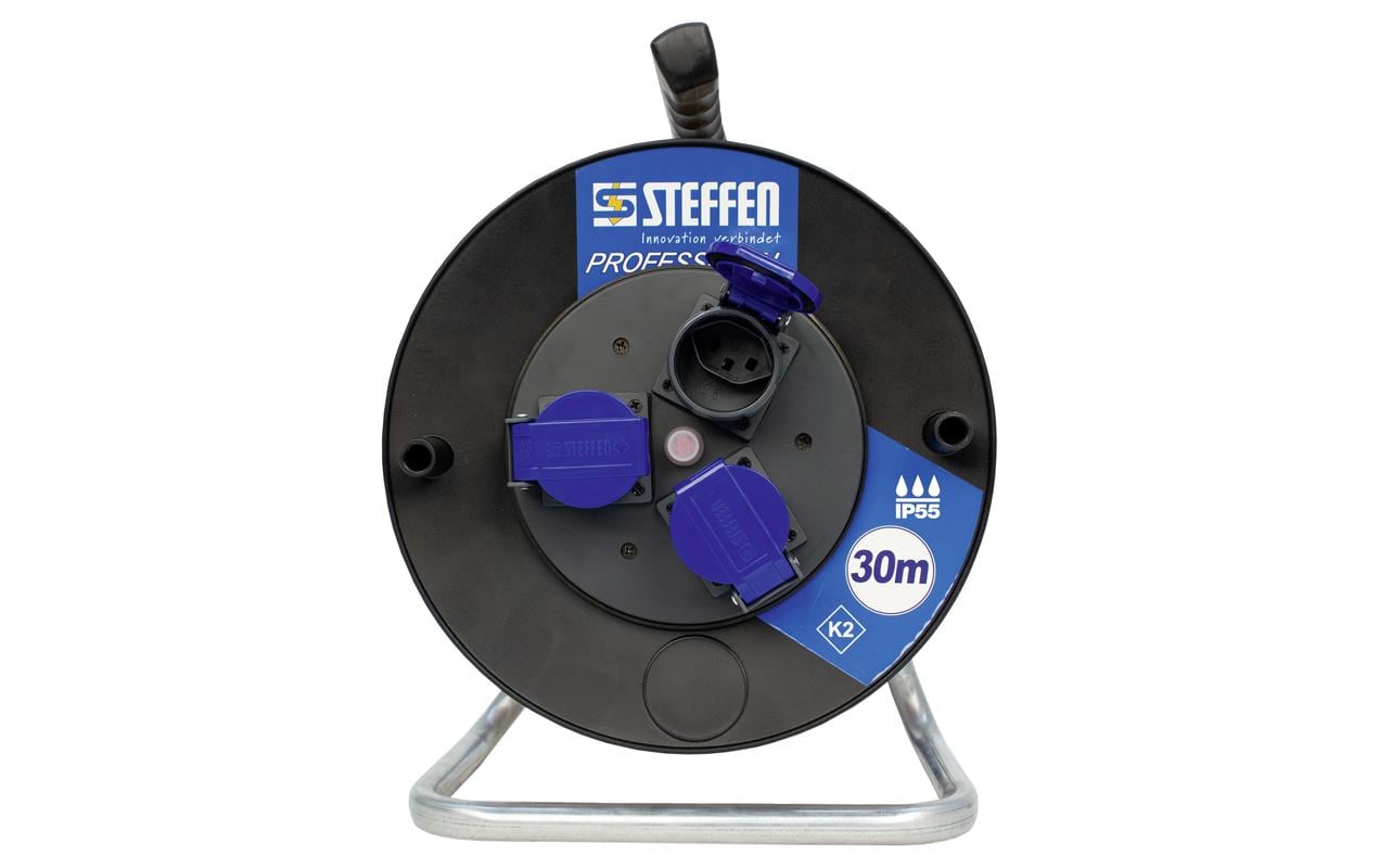 STEFFEN Kabelrolle Professional 30 m 3x T23, IP55, Schwarz STEFFEN Kabelrolle Professional 30 m 3x T23, IP55, Schwarz
