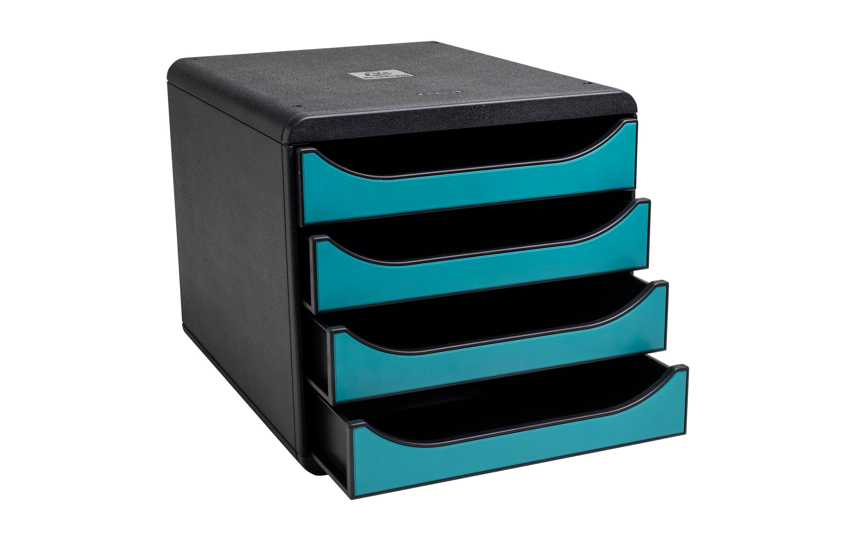 Exacompta Schubladenbox Big Box Skandi, 4 Schubladen, Pazifikblau