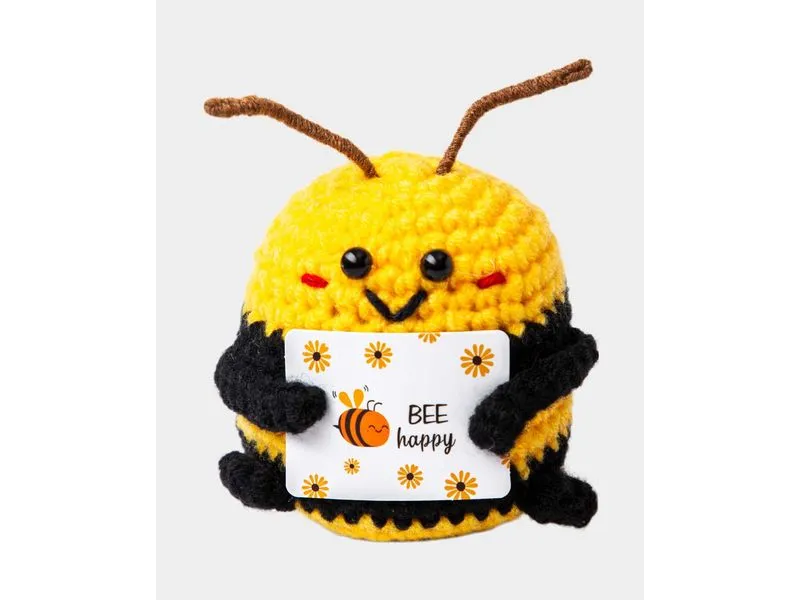 I AM CREATIVE Aufsteller Positive Bee Gehäkelt, 4.50 cm, Gelb