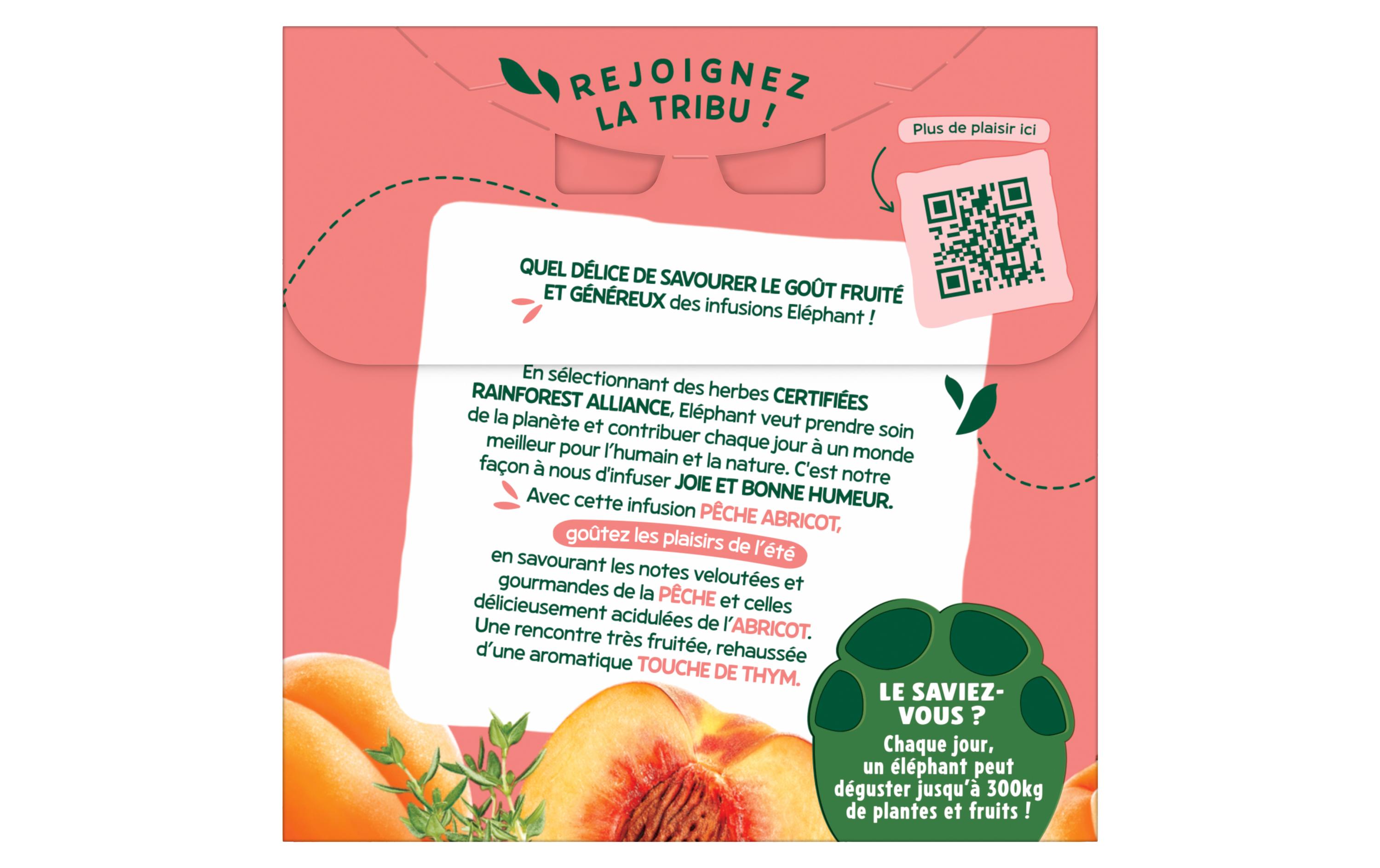 Eléphant Teebeutel Infusion Péche Abricot 20 Stück