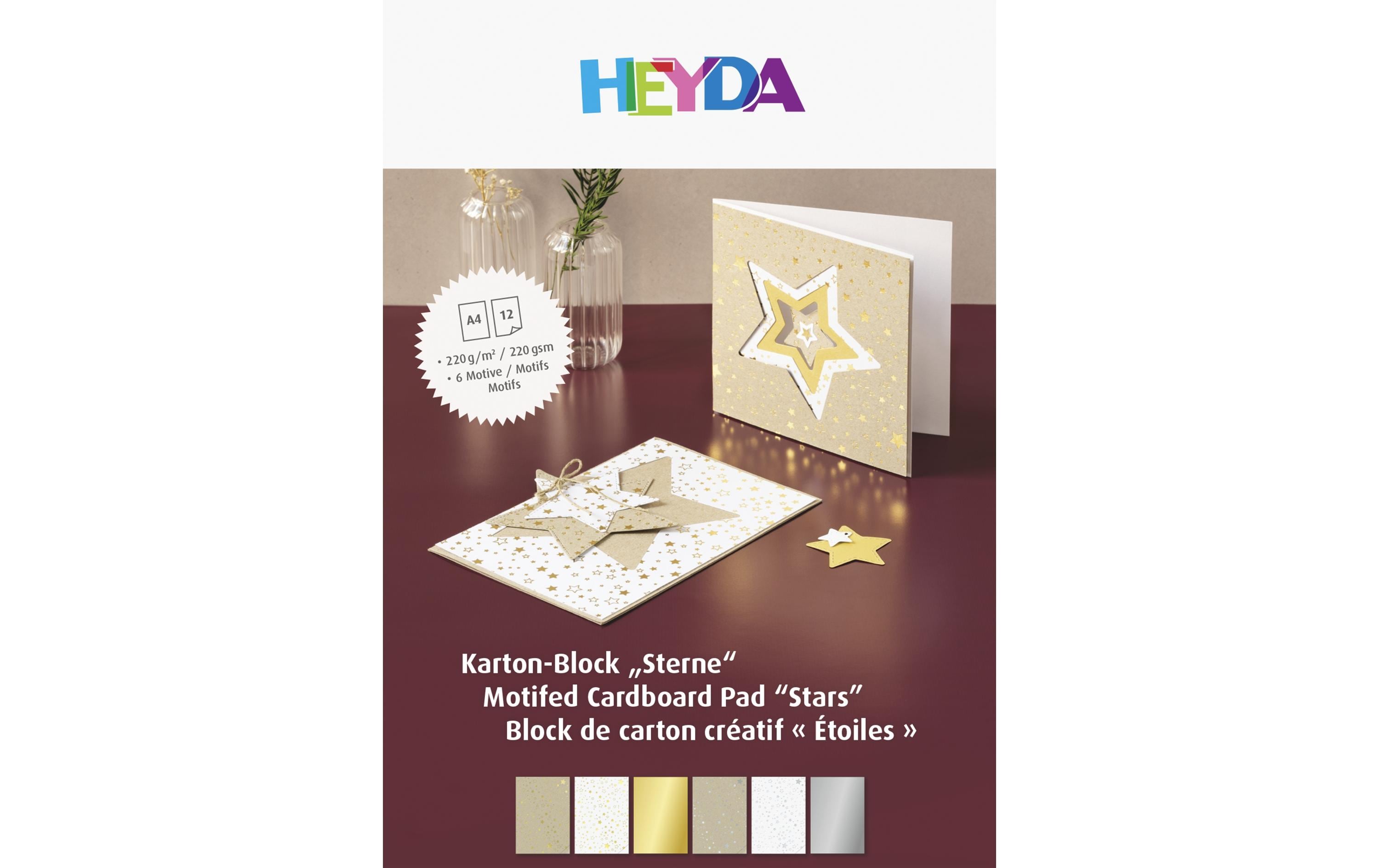 Heyda Bastelkarton Sterne A4, 220 g/m², 12 Blatt