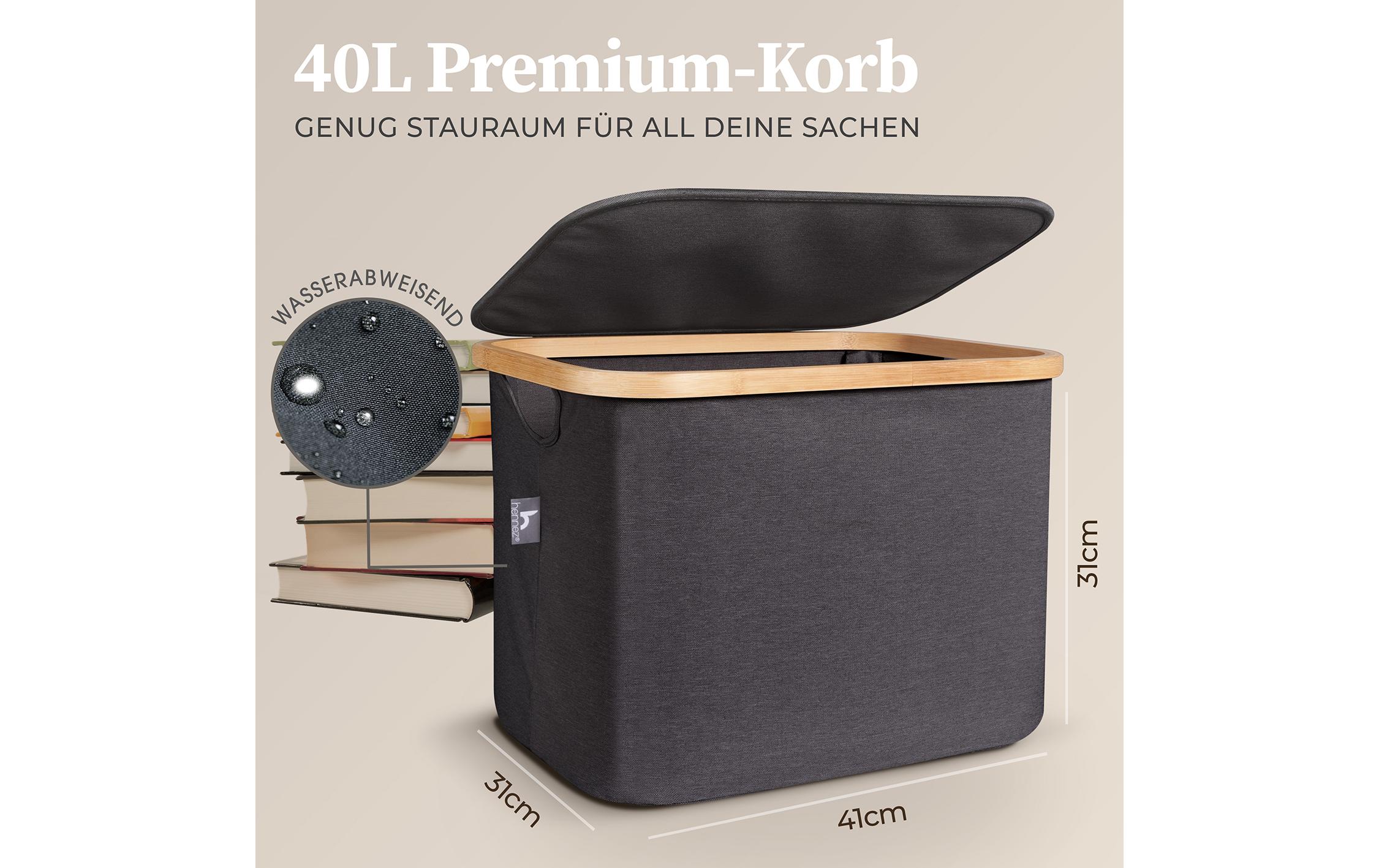Hennez Wäschekorb Adrian 40 l, Anthrazit/Nature