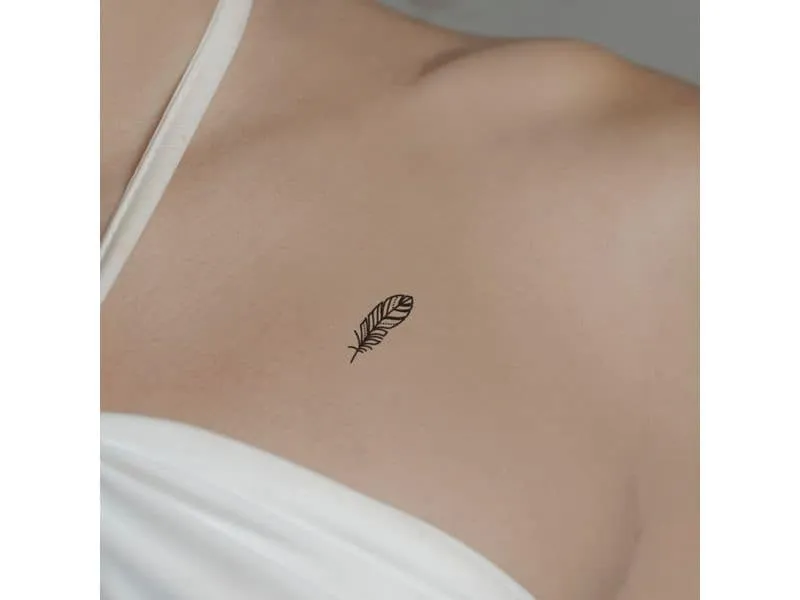 minink Tattoo Stilvolle Feder Grösse: S (2.1 cm x 3.3 cm)