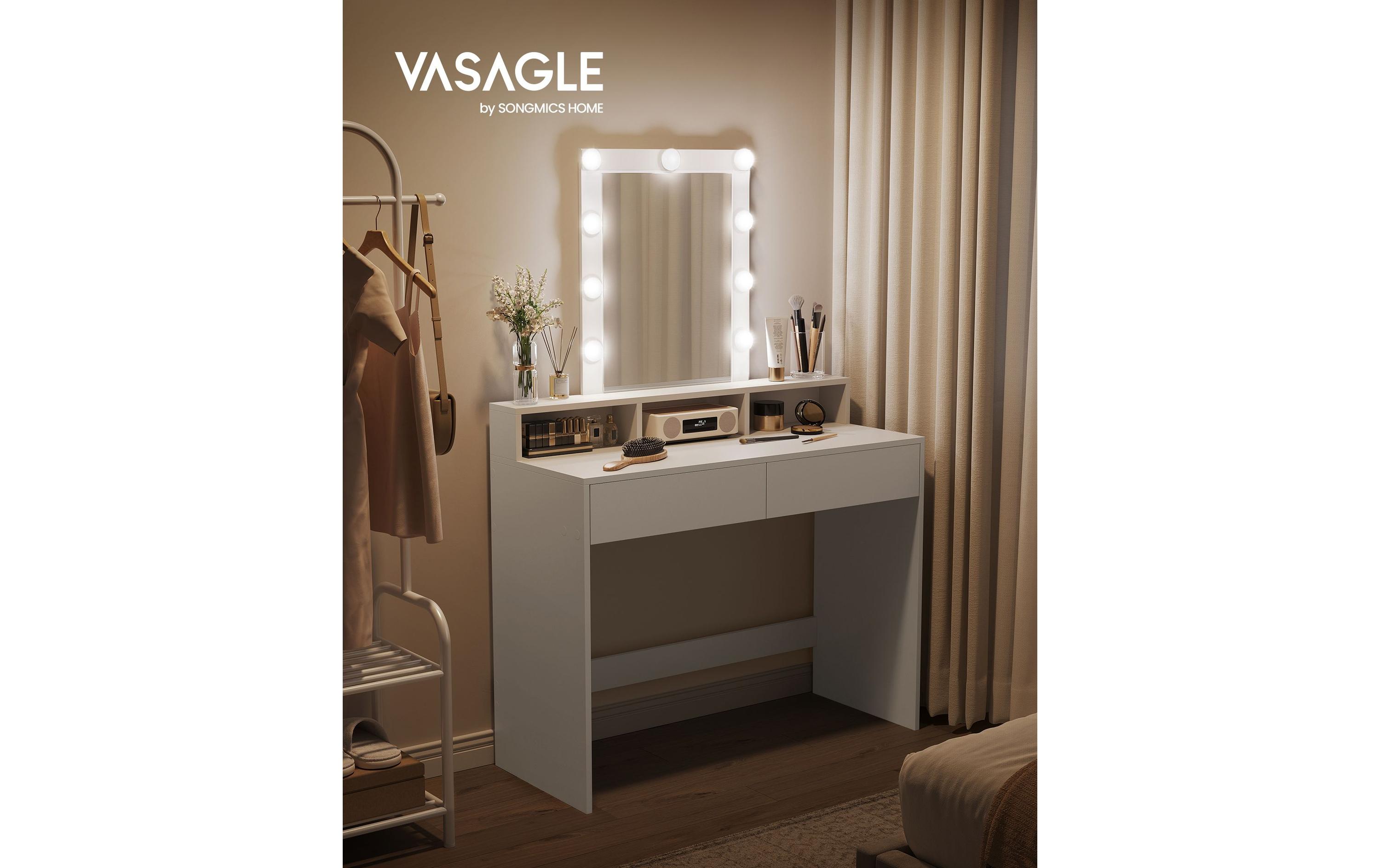 VASAGLE Schminktisch 100 x 40 x 145 cm, Weiss