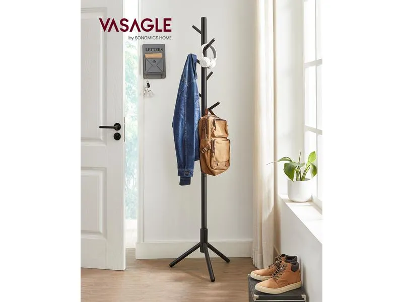VASAGLE Garderobenständer mit 8 Haken 175 cm, Schwarz VASAGLE Garderobenständer mit 8 Haken 175 cm, Schwarz