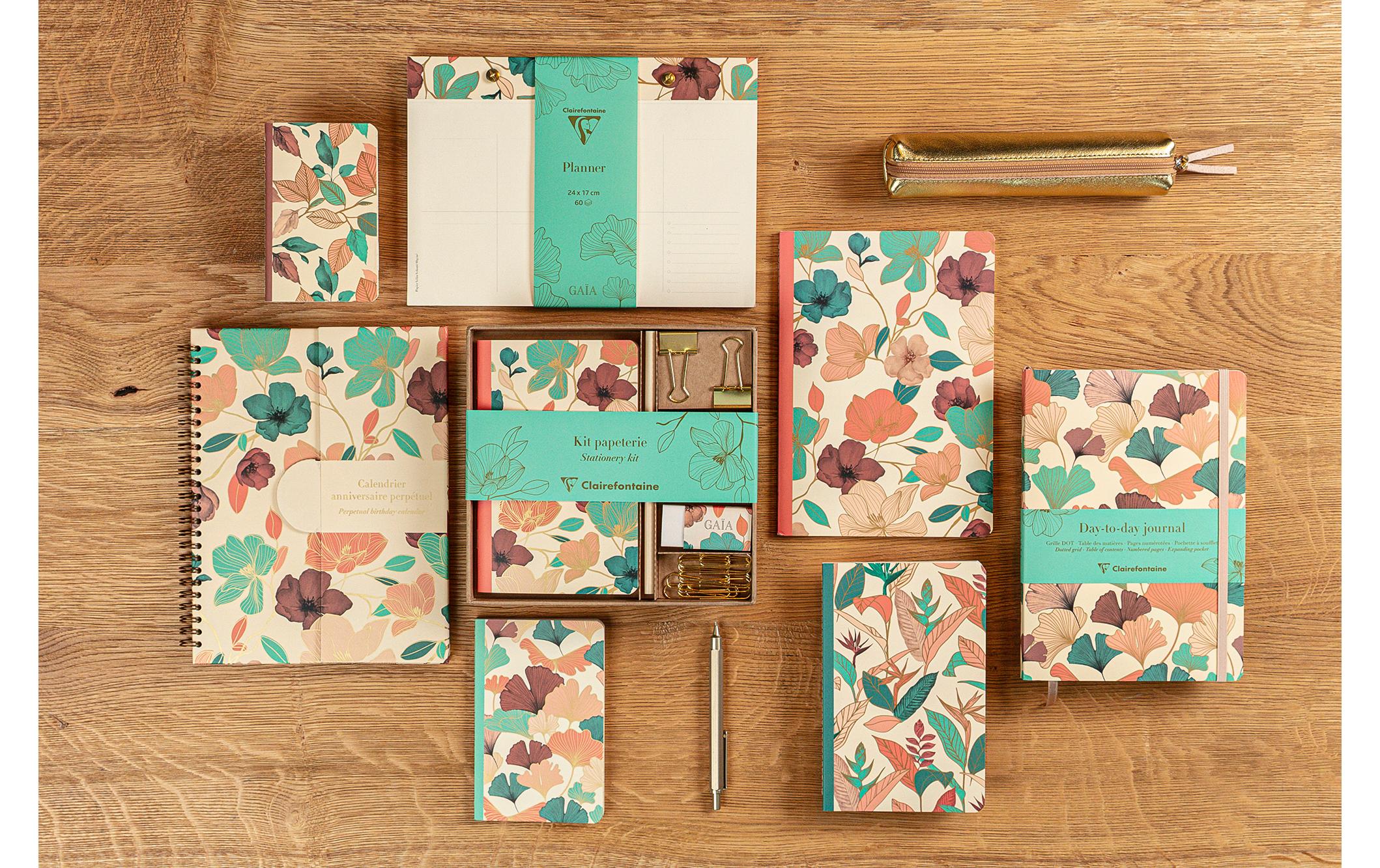 Clairefontaine Tagesplaner Gaia assortiert, Blätter, 0, Beige