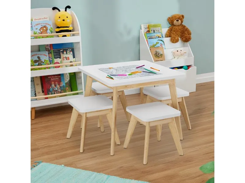relaxdays Kindersitzgruppe MDF / Bambus, 5-teilig relaxdays Kindersitzgruppe MDF / Bambus, 5-teilig