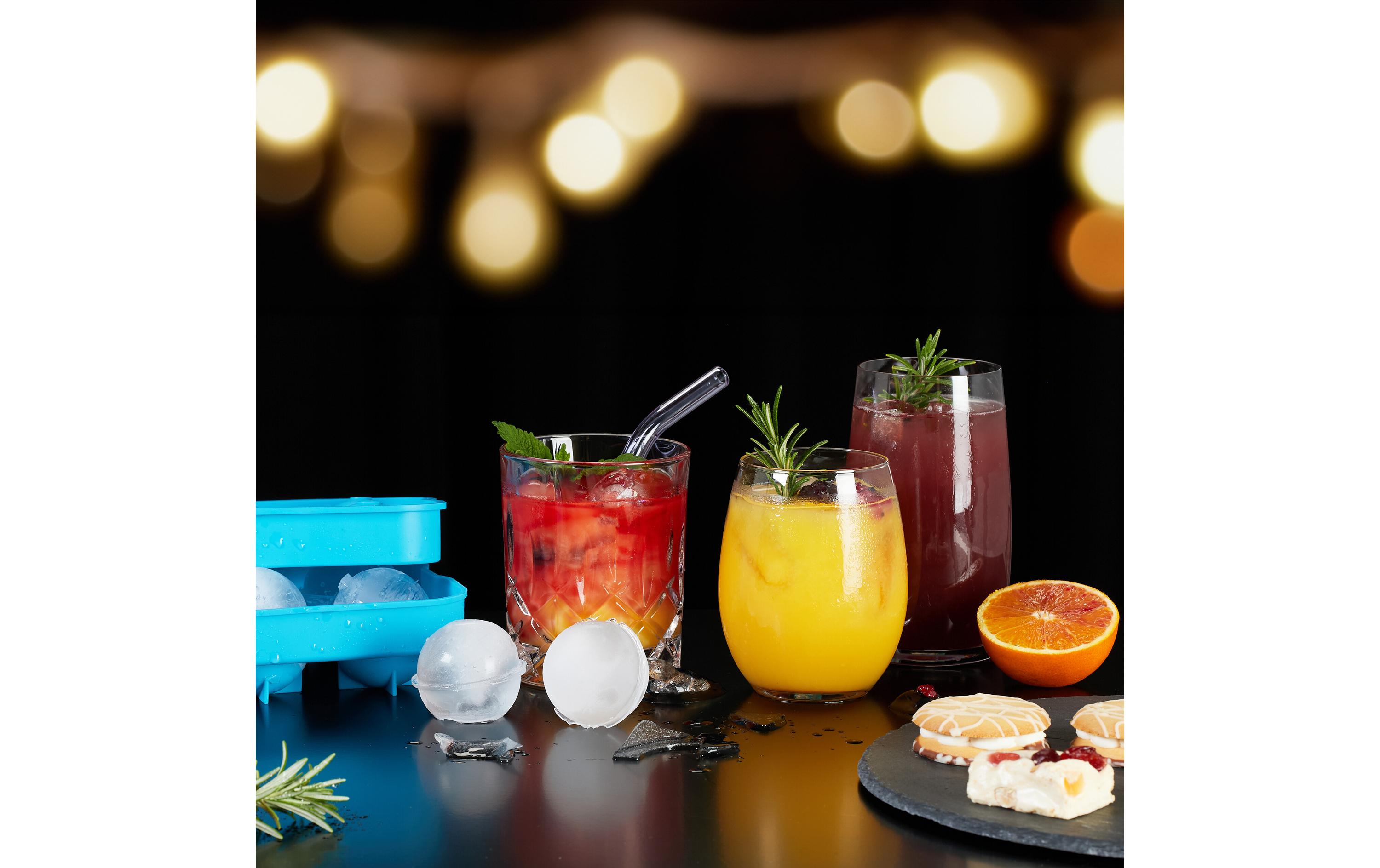 relaxdays Eiswürfelform Kugel 2 Stück, Blau