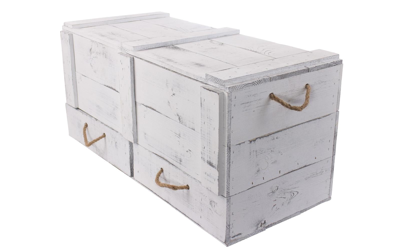 Holz Zollhaus Truhe Vintage Shabby Weiss, 85 x 40 cm