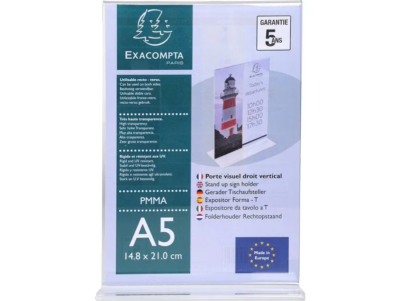 Exacompta Tischaufsteller A5 T-Form Hochformat – Kristall A5 Exacompta Tischaufsteller A5 T-Form Hochformat – Kristall A5