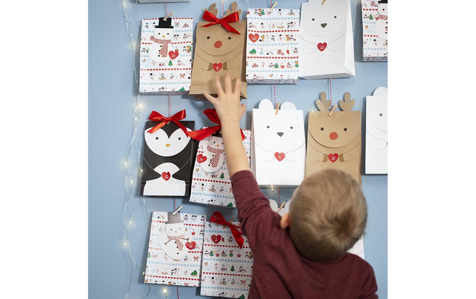 Creativ Company Geschenktüte Eisbär 6 x 12 x 18 cm, 6 Stück, Weiss