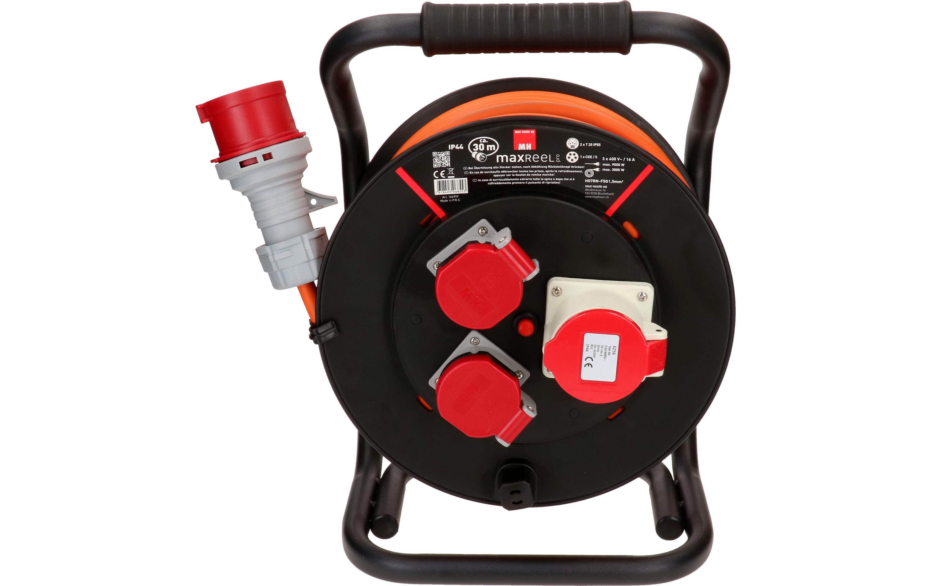 Max Hauri Kabelrolle 30 m, 2x T25, 1x CEE16/5, Schwarz