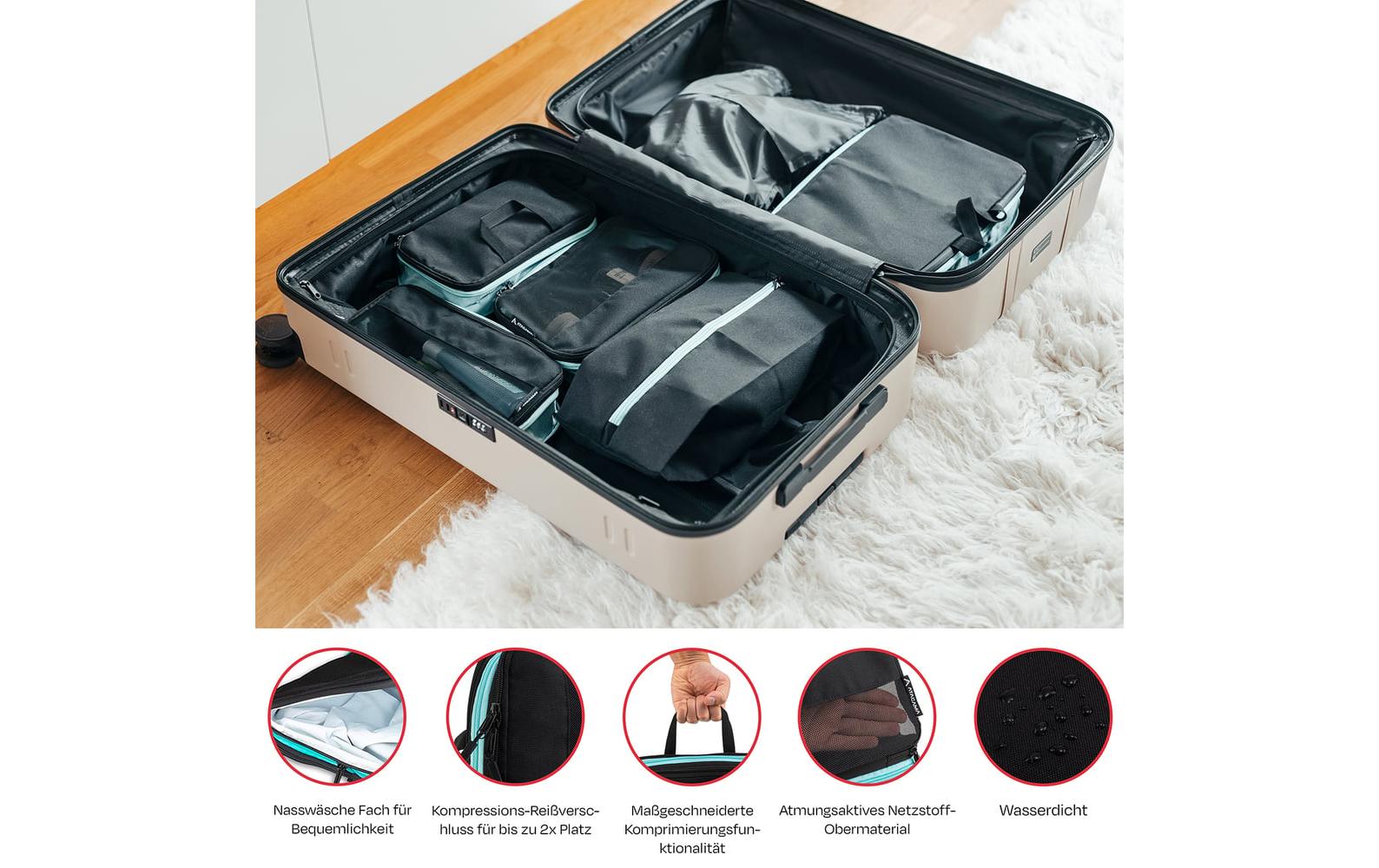 Atacama Premium Kompressions Packwürfel - 6er-Set Schwarz Atacama Premium Kompressions Packwürfel - 6er-Set Schwarz