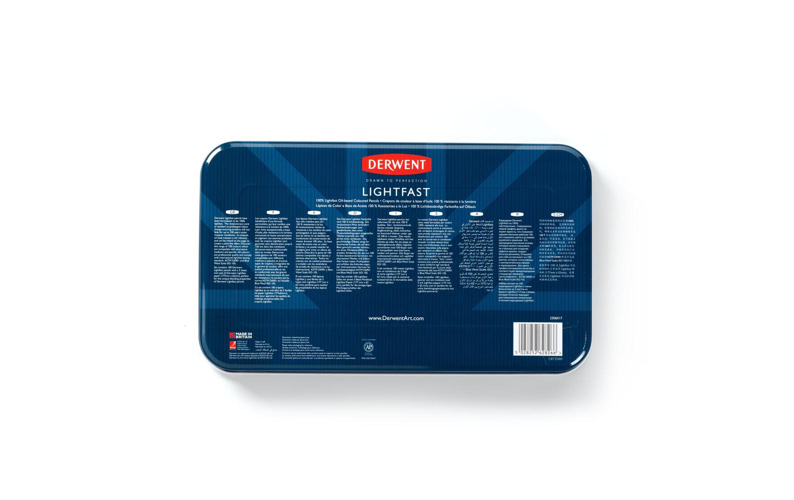 Derwent Lightfast Buntstifte, 4 mm, mehrfarbig, 100-teilig