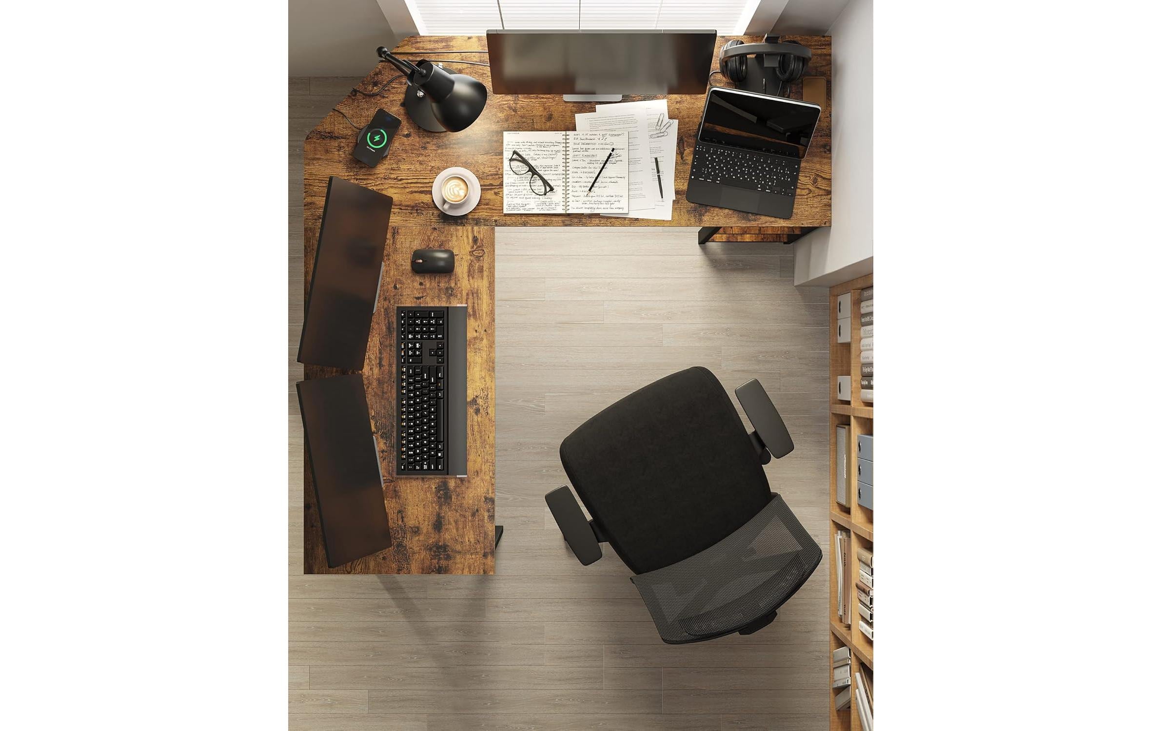 VASAGLE Tisch in L-Form 138 x 138 cm Braun