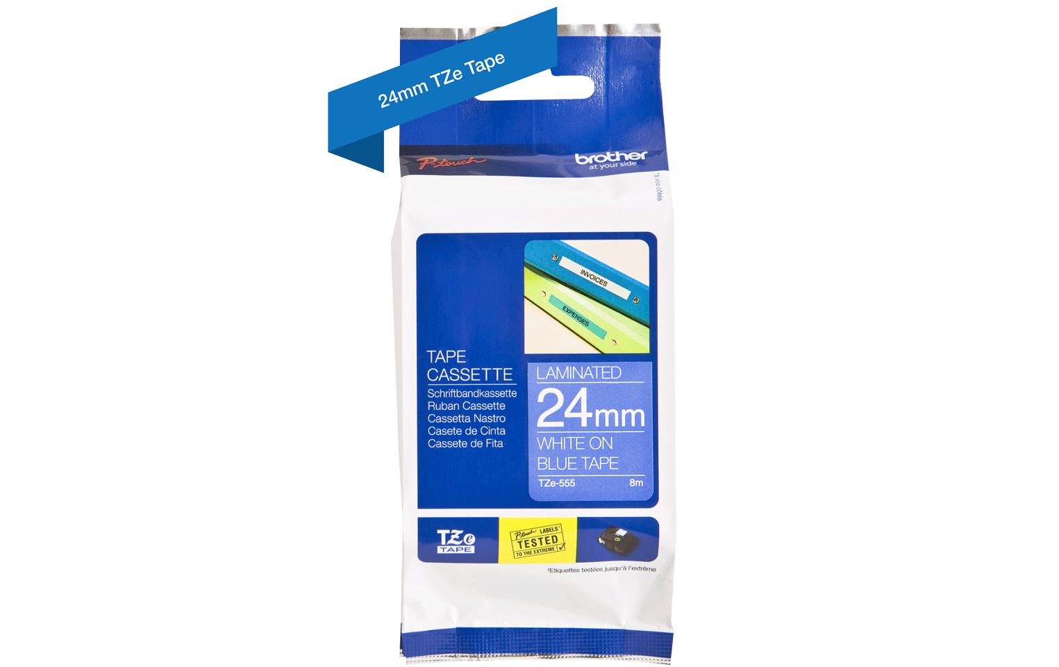 Brother Beschriftungsband TZe-555 Weiss auf Blau