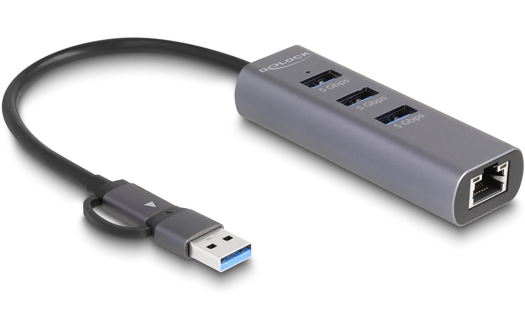 Delock Netzwerk-Adapter 5 Gbps USB Typ-A/USB Typ-C