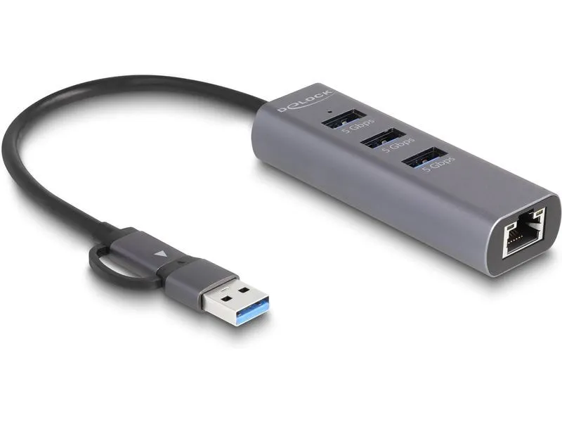 Delock Netzwerk-Adapter 5 Gbps USB Typ-A/USB Typ-C Delock Netzwerk-Adapter 5 Gbps USB Typ-A/USB Typ-C