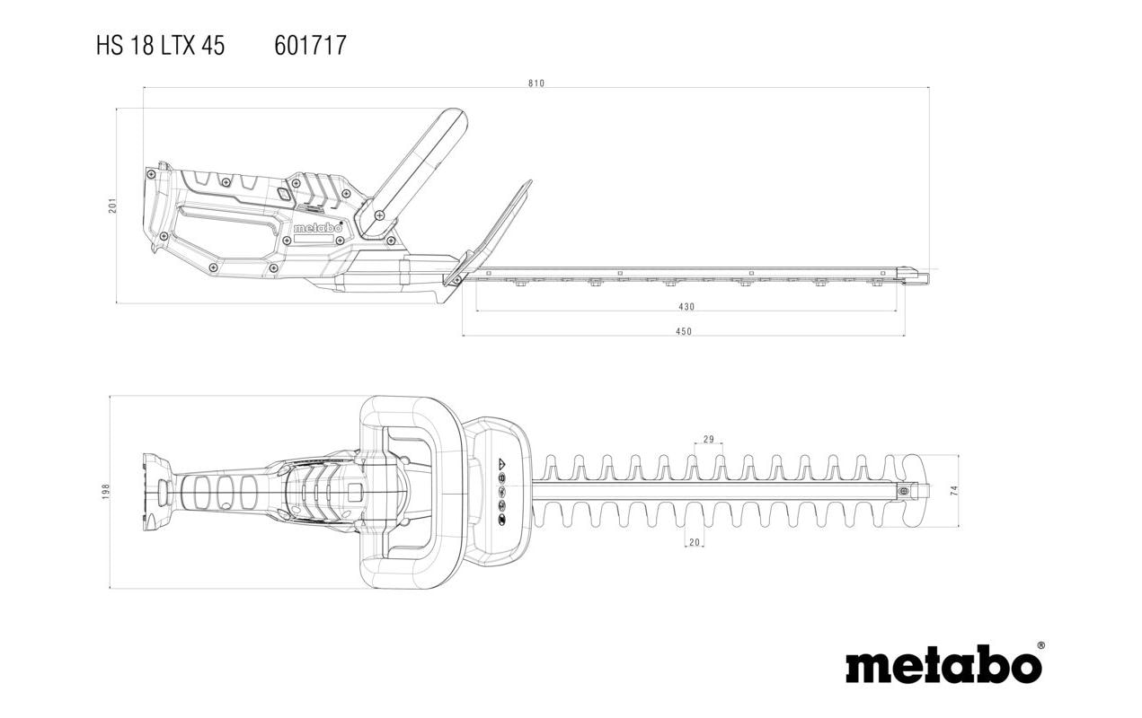 Metabo Akku-Heckenschere HS 18 LTX 45 Solo Metabo Akku-Heckenschere HS 18 LTX 45 Solo