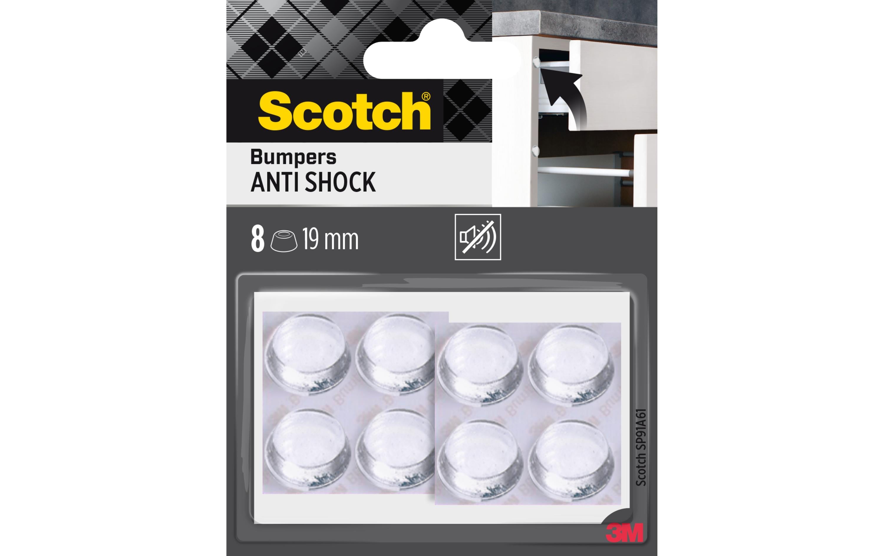 3M Schutzpuffer Anti Shock, Ø 19 mm, Transparent, 8er Pack