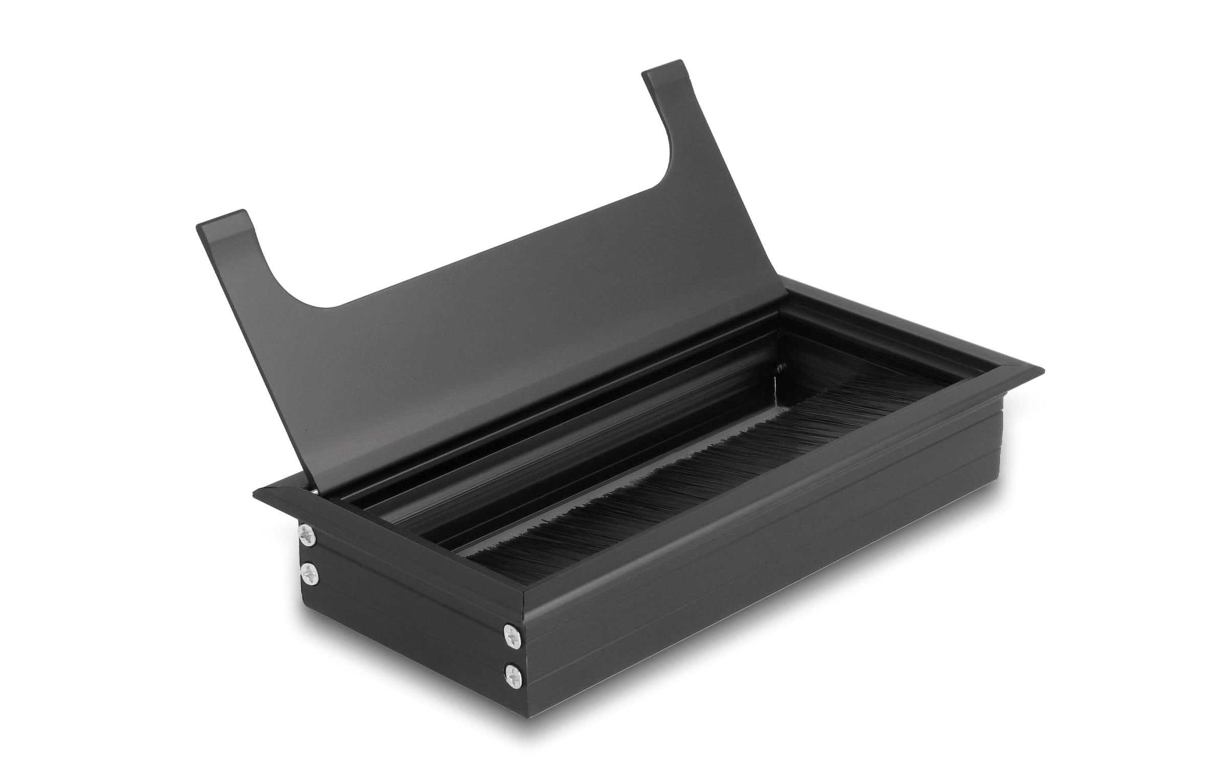 Delock Einbaurahmen für Tisch mit Bürste 160x80x28mm, Schwarz Delock Einbaurahmen für Tisch mit Bürste 160x80x28mm, Schwarz