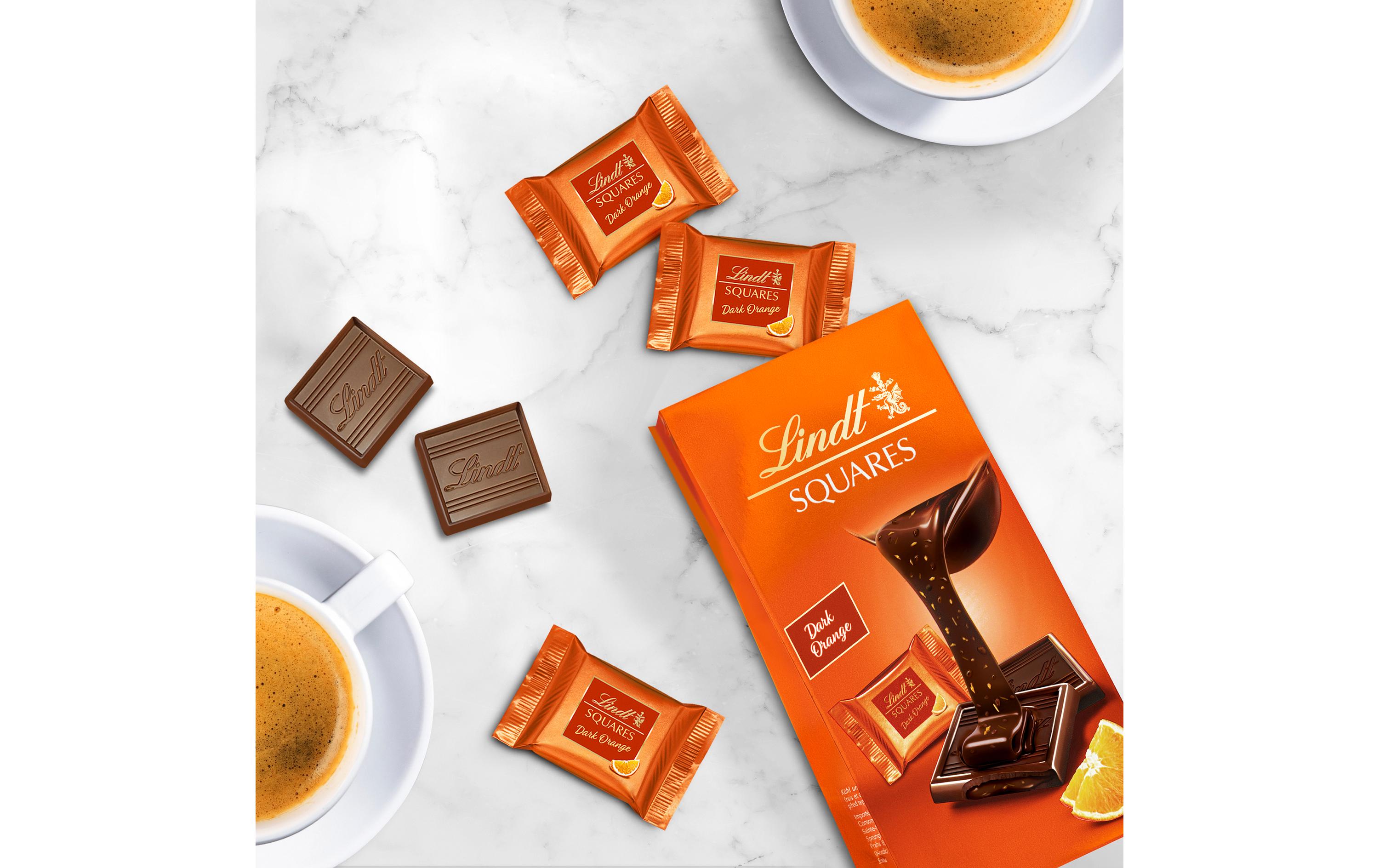 Lindt Schokoladen-Pralinen Squares Dark Orange 138 g