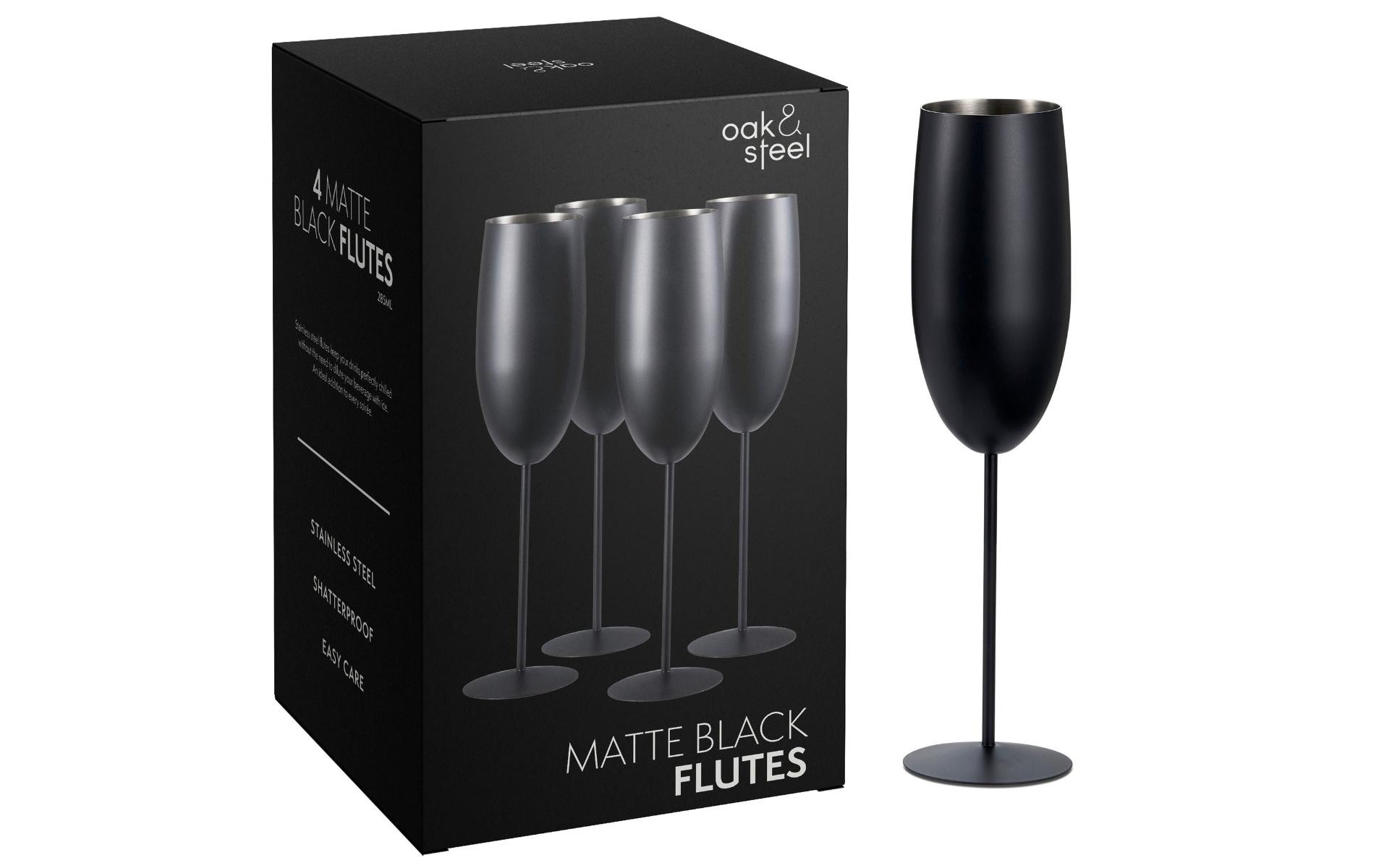 Oak & Steel Sektglas 285 ml, 4 Stück, Schwarz matt