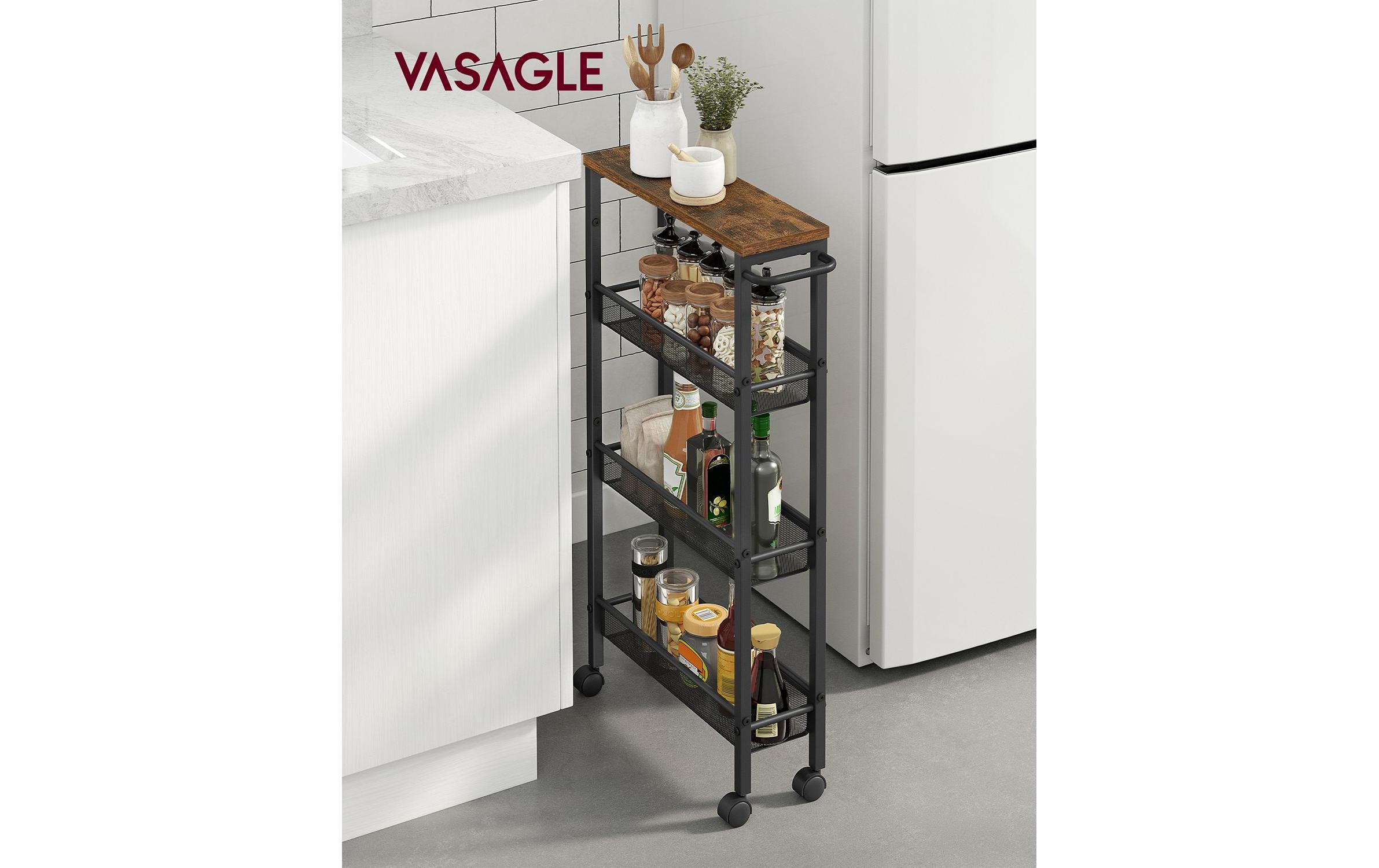 VASAGLE Küchenwagen 45.4 x 77 x 13 cm, Schwarz