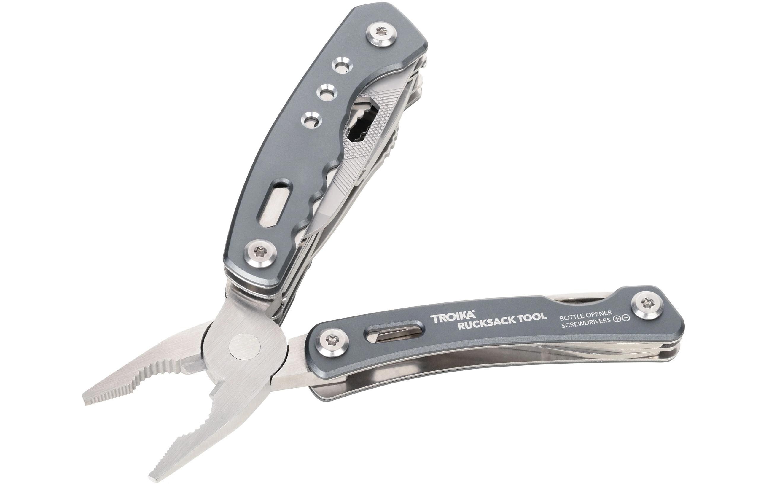 Troika Taschenmesser Rucksack Tool mit 15 Funktionen, Grau
