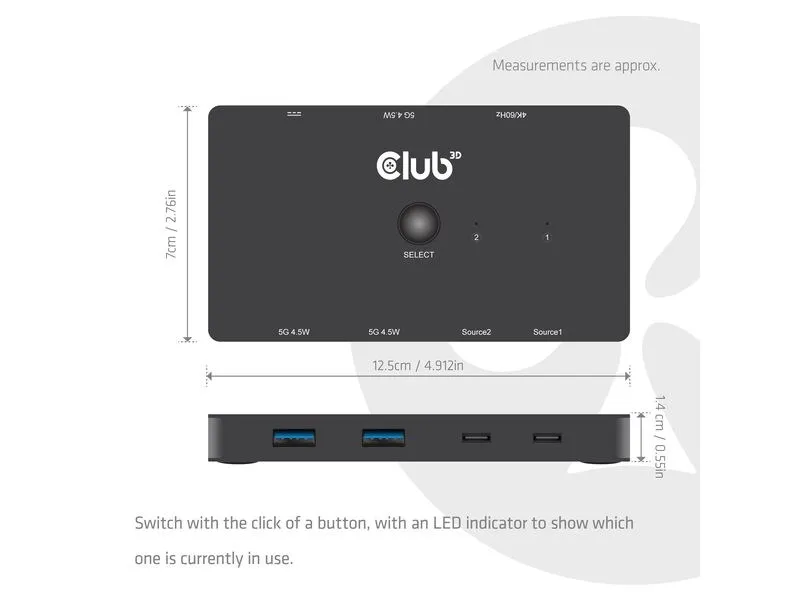 Club 3D 2-Port Signalsplitter Zweifach USB Typ C zu HDMI CSV-2512 Club 3D 2-Port Signalsplitter Zweifach USB Typ C zu HDMI CSV-2512