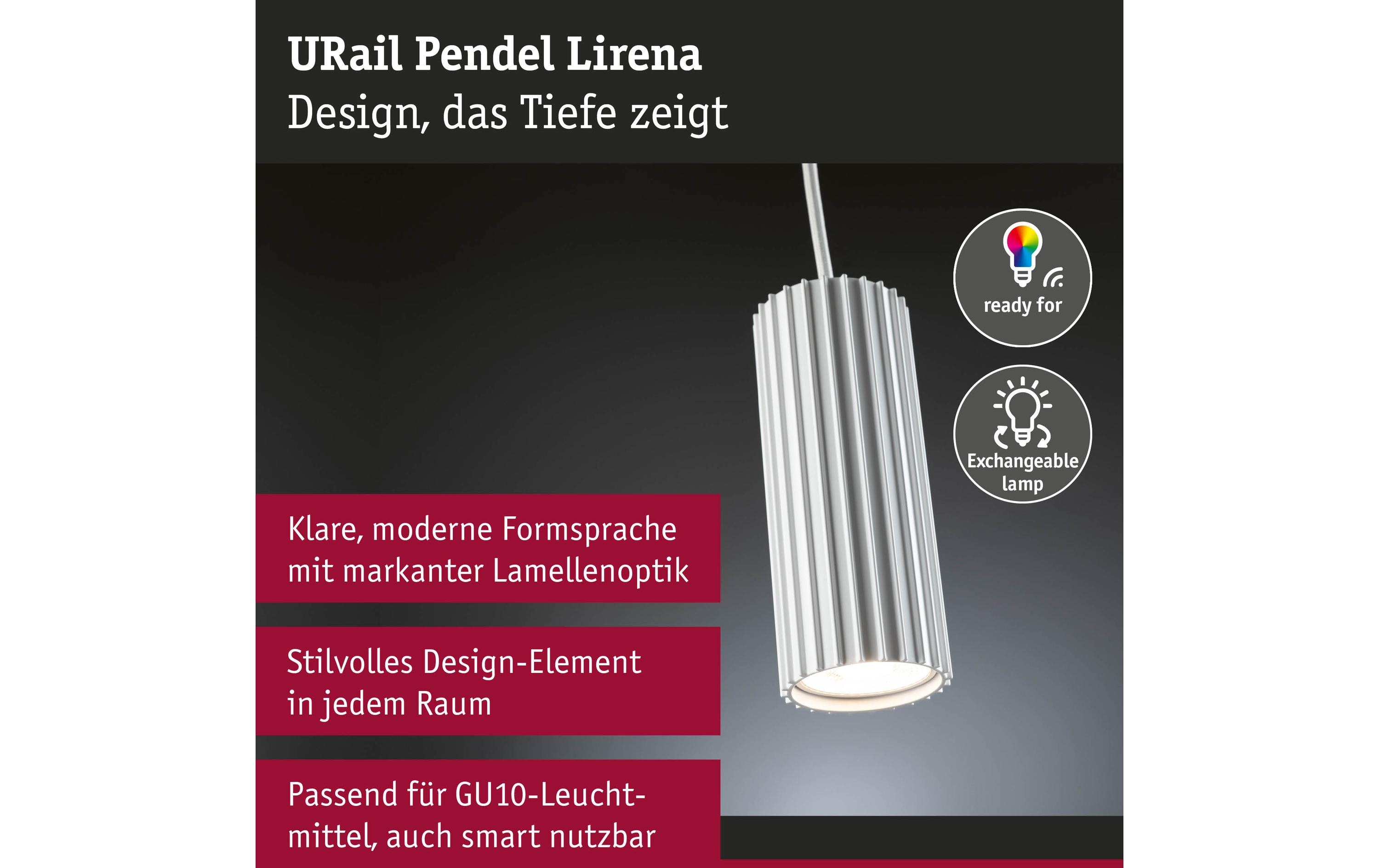 Paulmann URail Pendel Lirena GU10 max. 10W 230 V Signalweiss