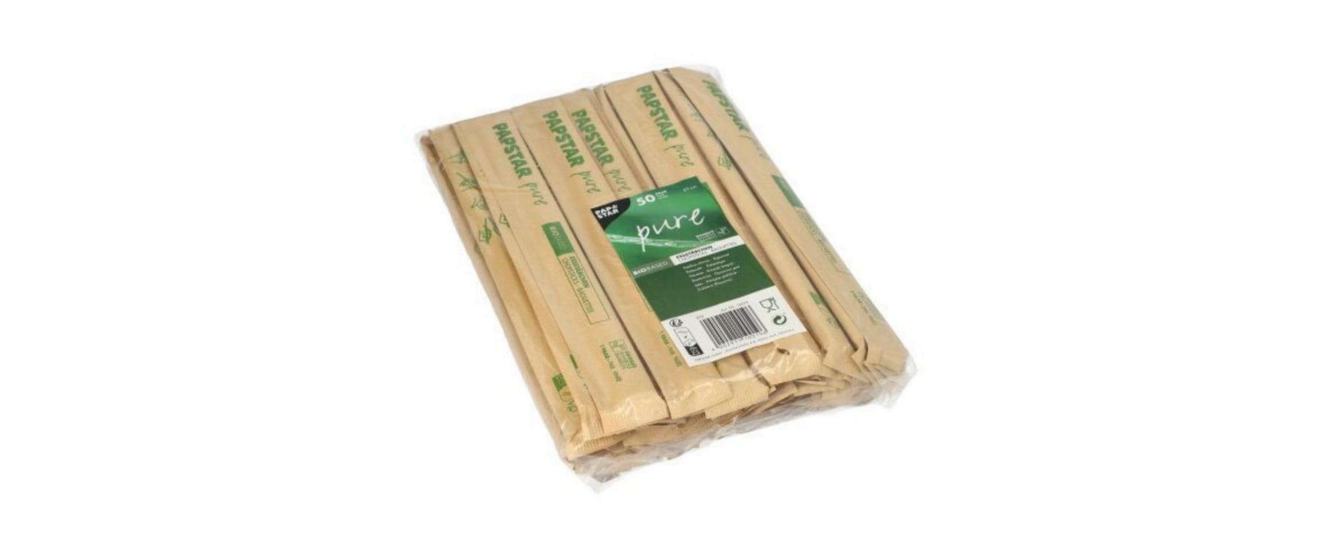 Papstar Einweg-Rührstäbchen Pure Bambus 23 cm 50 Stück Beige