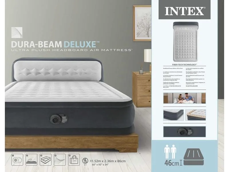 Intex Luftbett Dura Beam mit Headboard Queen 152 x 236 x 46 cm Intex Luftbett Dura Beam mit Headboard Queen 152 x 236 x 46 cm