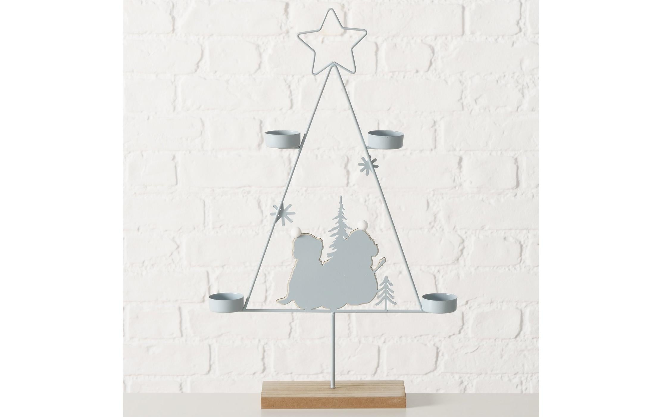 Boltze Teelichthalter Frosty Holz, 31 x 49.5 cm