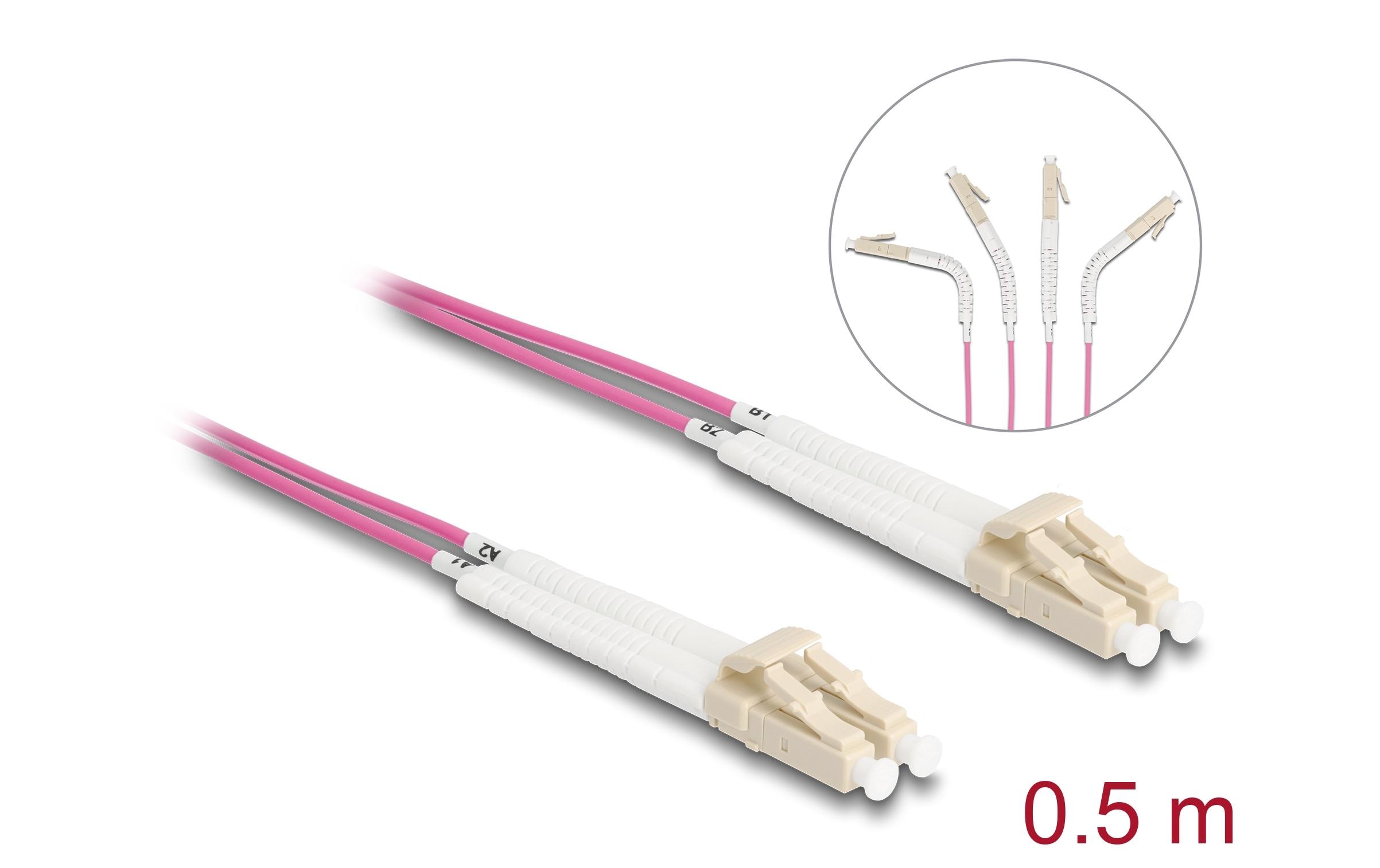 Delock LWL-Patchkabel Multimode LC – LC, OM4, Duplex, 0.5 m