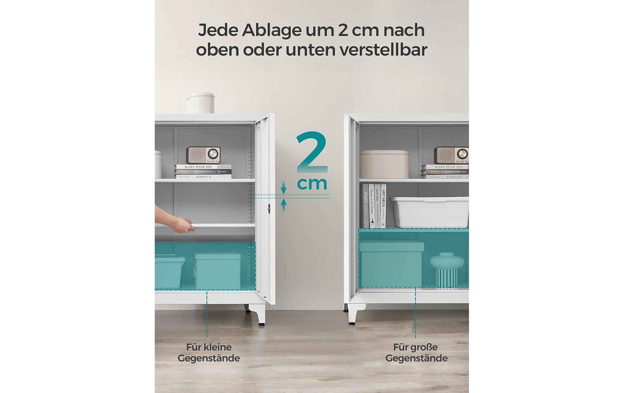 Songmics Metall-Lagerschrank 40 x 80 x 90 cm, Weiss