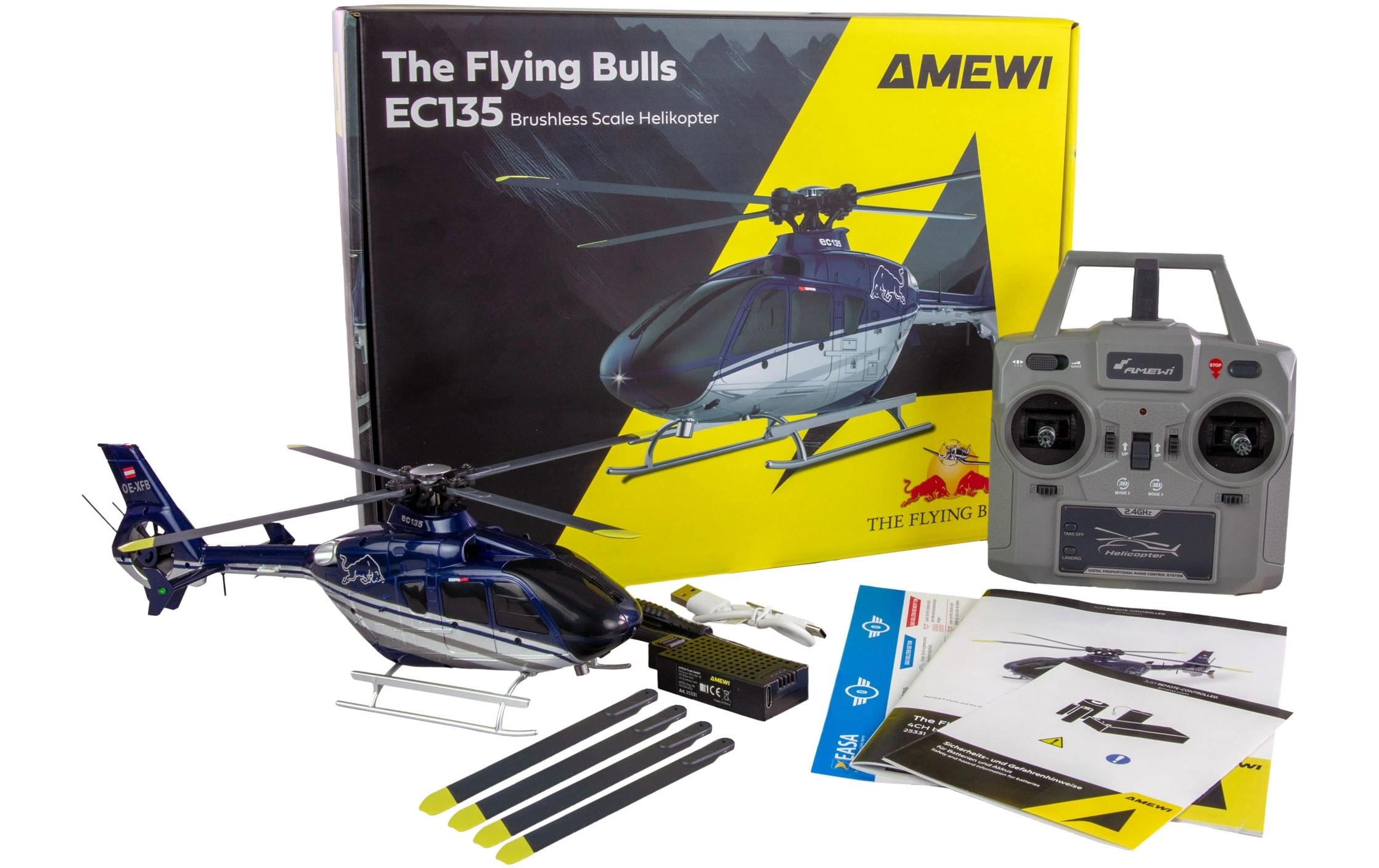 Amewi Helikopter EC135 Flying Bulls 4-Kanal, RTF, 6G Amewi Helikopter EC135 Flying Bulls 4-Kanal, RTF, 6G
