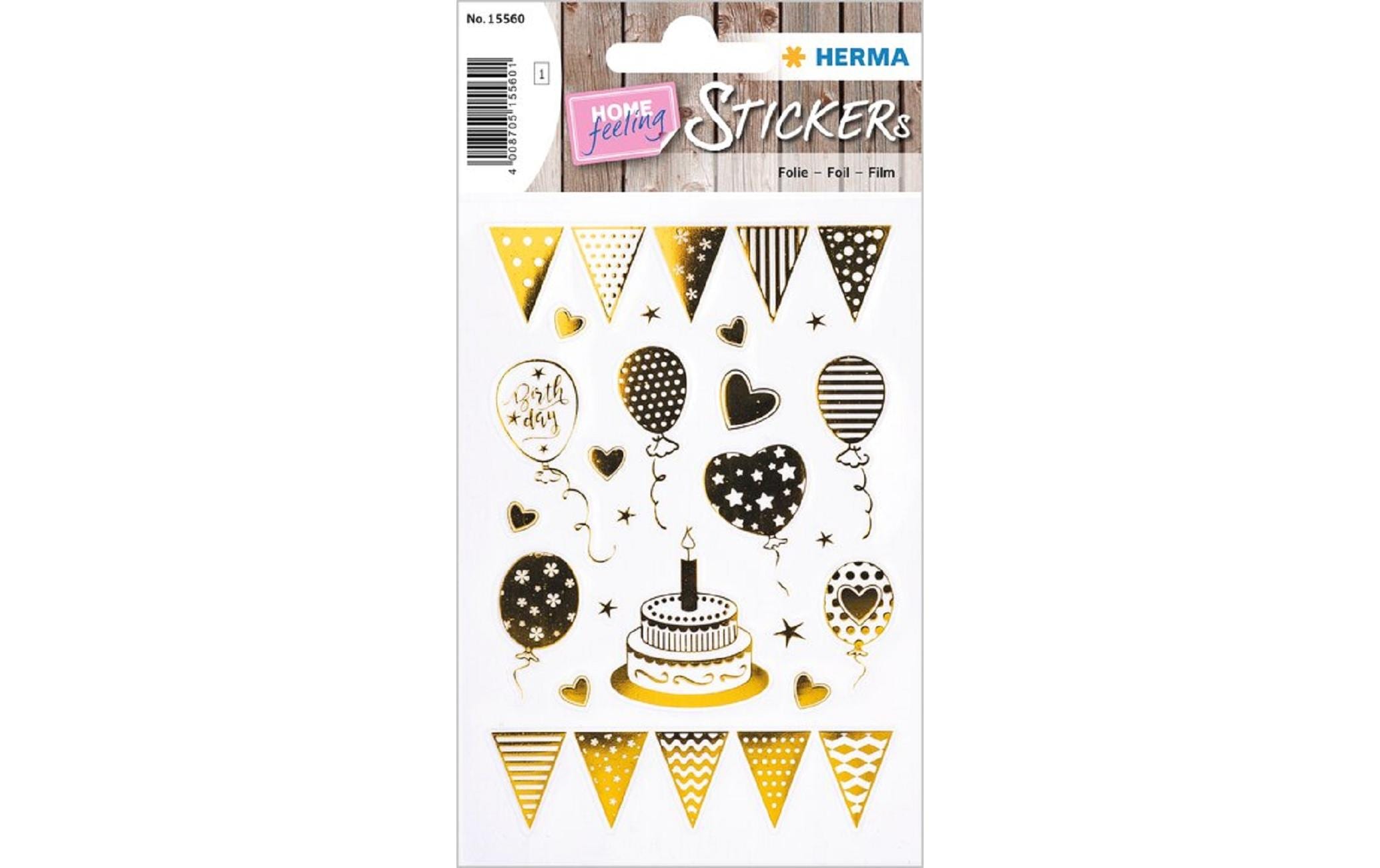 Herma Stickers Motivsticker Birthday Party Goldfolie, 1 Blatt