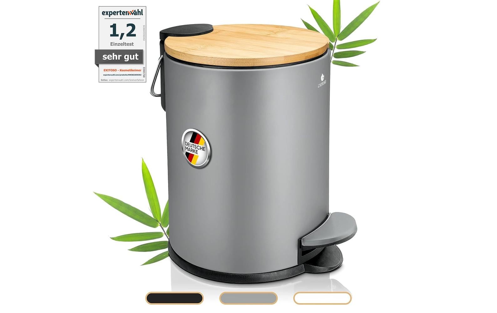 Exitoso Tretmülleimer mit Softclose-Deckel 3 l, Grau