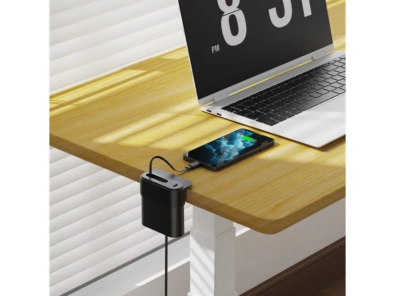 Schönenberger Mini Desktop Charger USB C PD20W Schwarz mit ausziehbarem USB-C Kabel