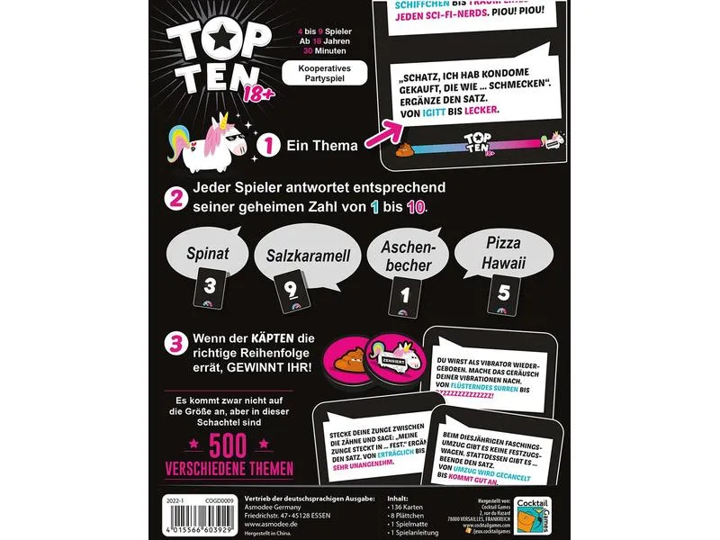 Asmodée Partyspiel Top Ten 18+ Asmodée Partyspiel Top Ten 18+