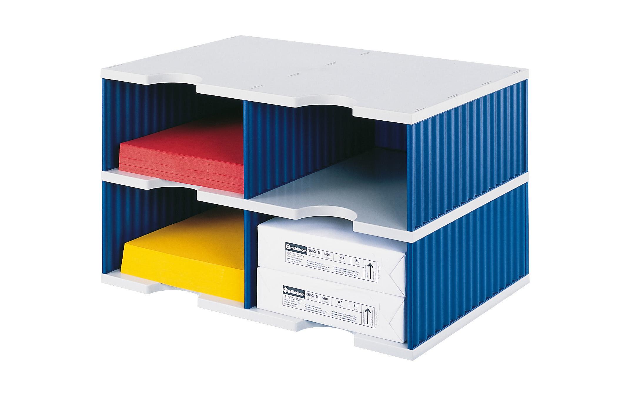 Styro Dokumentenablage styrodoc duo Jumbo Blau, 4 Fächer