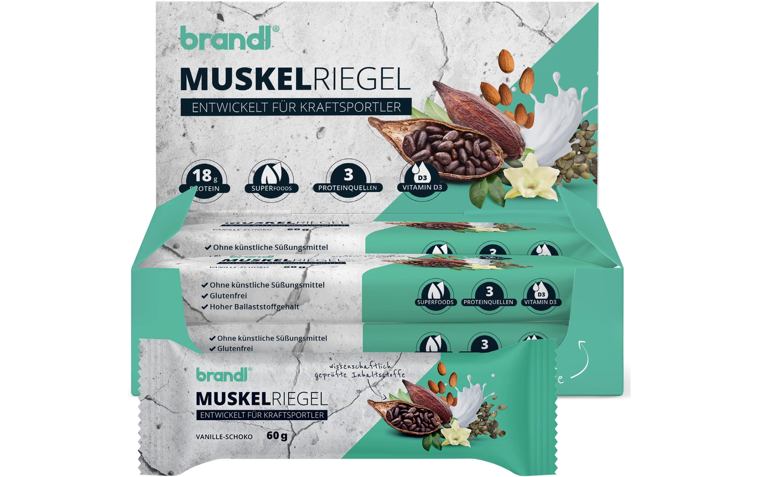 Brandl-Nutrition Riegel Schokolade/Vanille, 15 Stück