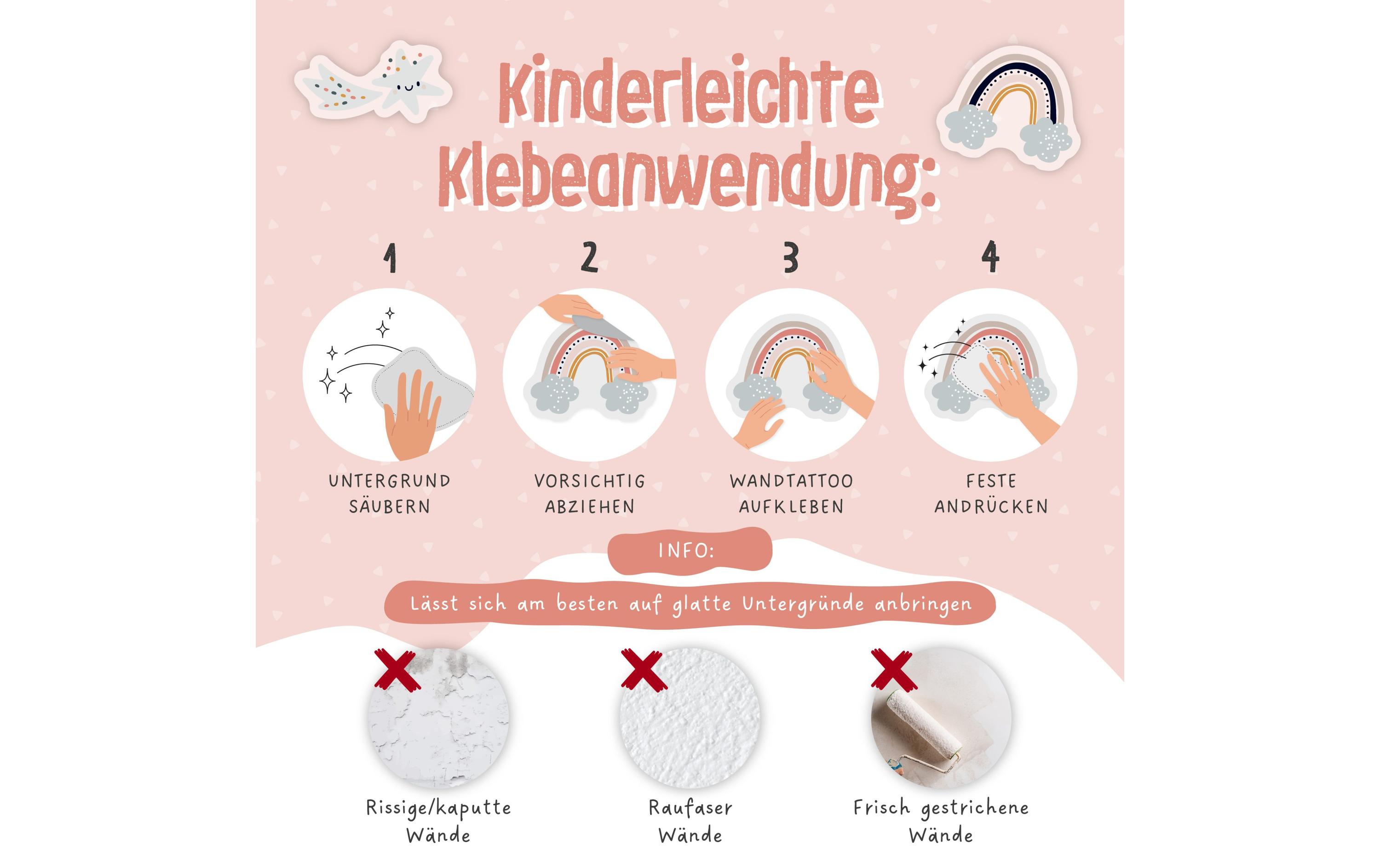 Papierdrachen Wandtattoo-Set Regenbogen