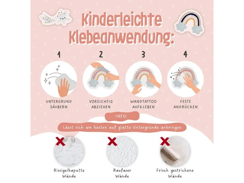Papierdrachen Wandtattoo-Set Regenbogen