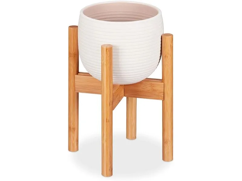 relaxdays Pflanzenständer verstellbar 35.5 cm, Hellbraun