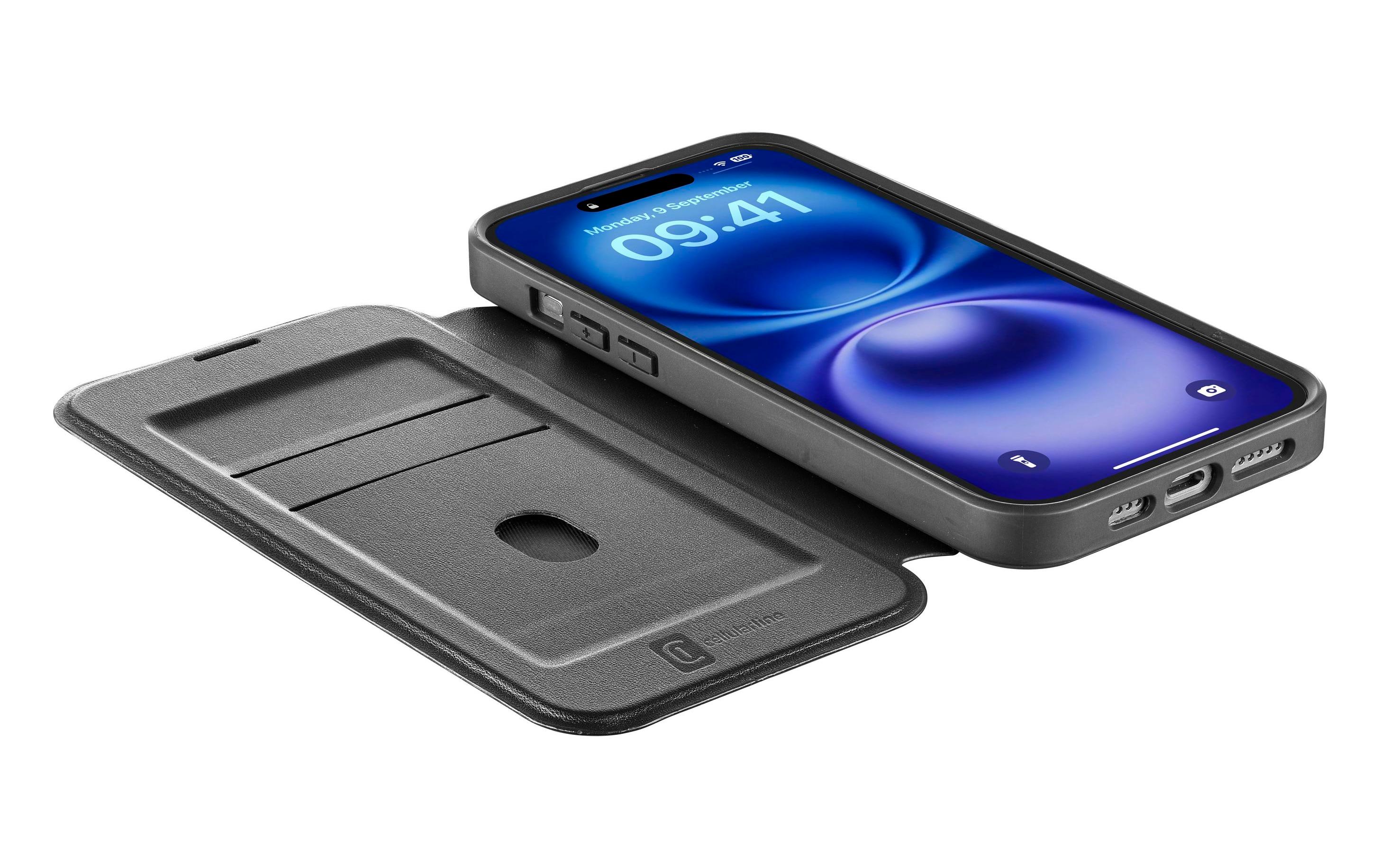 Cellular Line Book Cover Book Case iPhone 16 Black