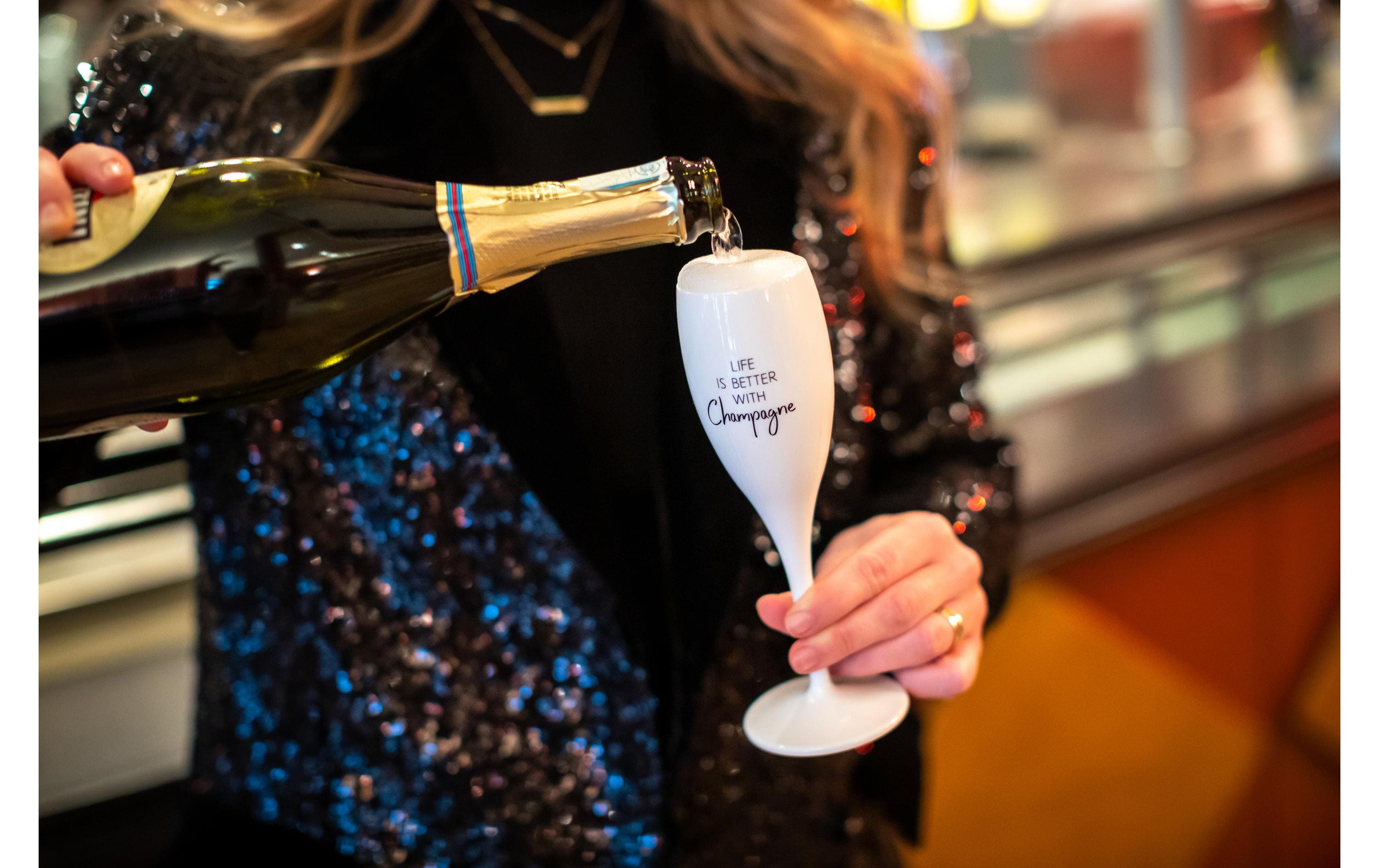 Koziol Sektglas Superglas Life is better 100 ml, 1 Stück, Weiss