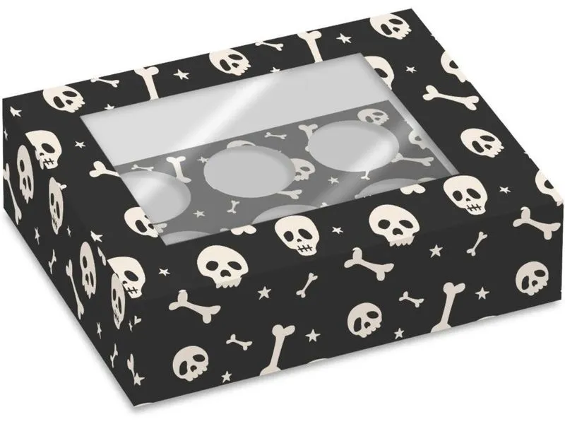 BackshopSchweiz Cupcake Box 6 Halloween Totenkopf 2 Stück, Schwarz BackshopSchweiz Cupcake Box 6 Halloween Totenkopf 2 Stück, Schwarz